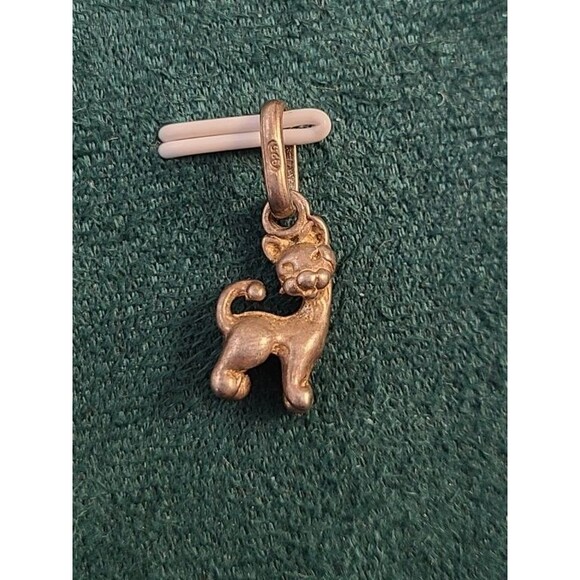 Sterling Silver Cat Charm 925 Whimsical Feline Pendant Pet Lover Gift Jewelry - Picture 3 of 7